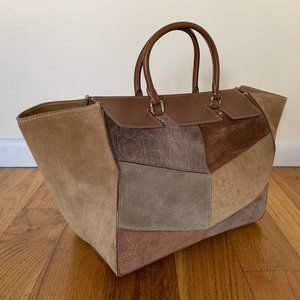 CH Carolina Herrera Midi Vendome Suede Handbag